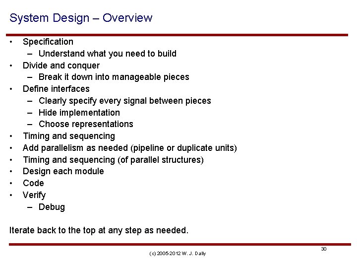 System Design – Overview • • • Specification – Understand what you need to