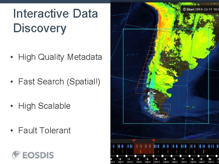 Interactive Data Discovery • High Quality Metadata • Fast Search (Spatial!) • High Scalable