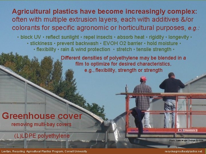 Agricultural plastics have become increasingly complex: often with multiple extrusion layers, each with additives