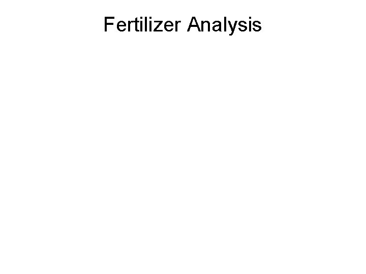 Fertilizer Analysis 