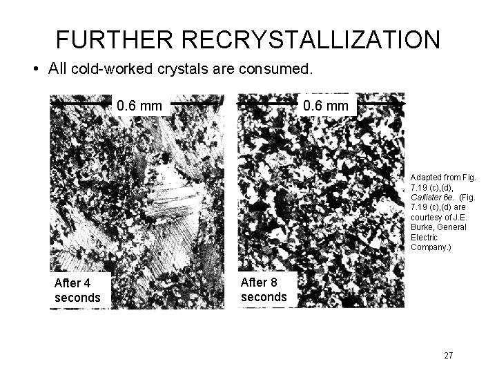 FURTHER RECRYSTALLIZATION • All cold-worked crystals are consumed. 0. 6 mm Adapted from Fig.