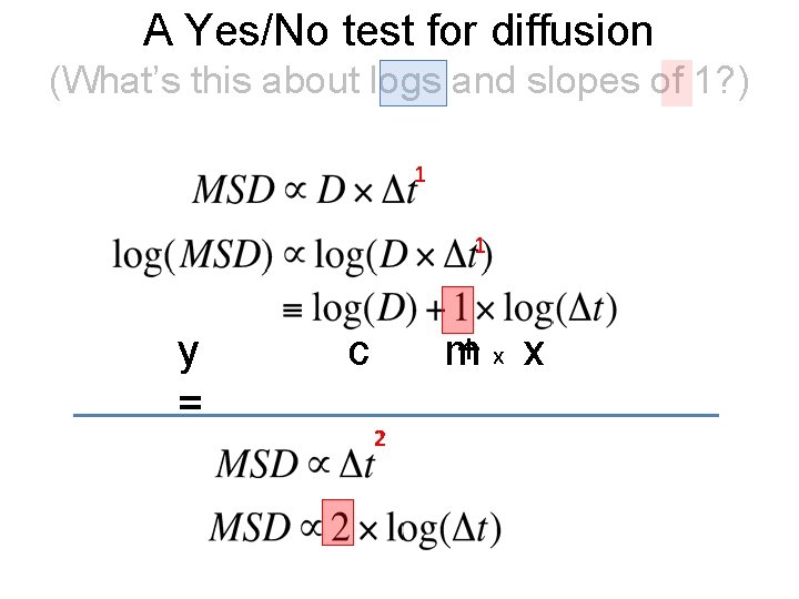 A Yes/No test for diffusion (What’s this about logs and slopes of 1? )