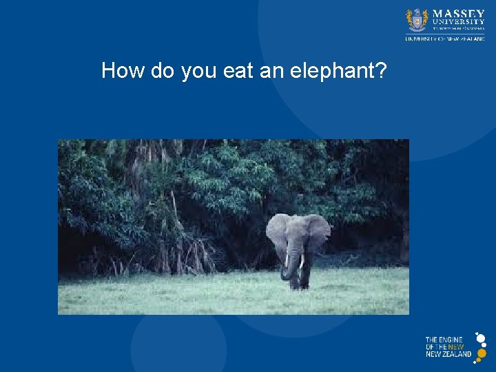 How do you eat an elephant? 