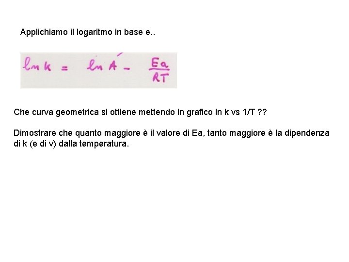 Applichiamo il logaritmo in base e. . Che curva geometrica si ottiene mettendo in