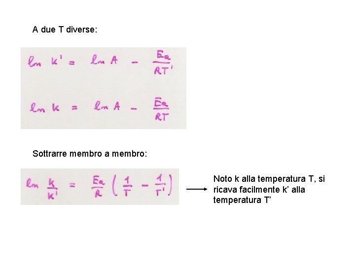 A due T diverse: Sottrarre membro a membro: Noto k alla temperatura T, si