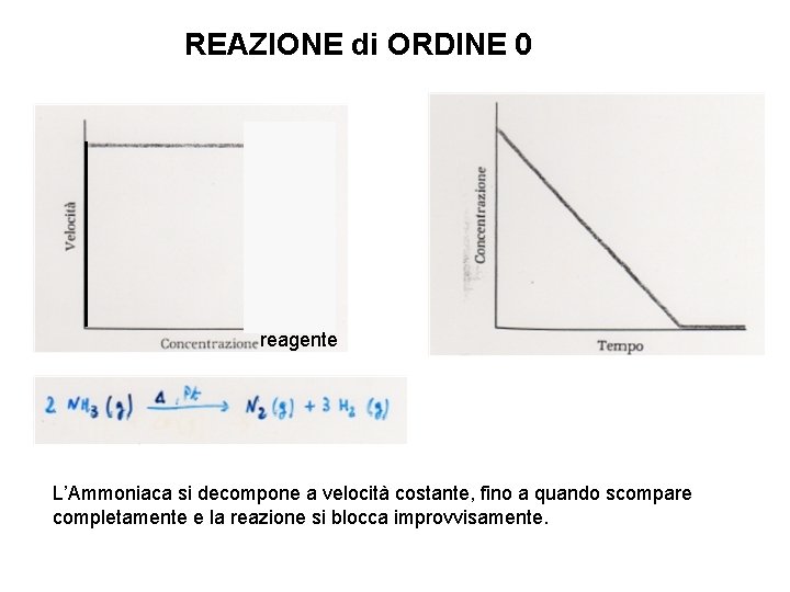 REAZIONE di ORDINE 0 reagente L’Ammoniaca si decompone a velocità costante, fino a quando