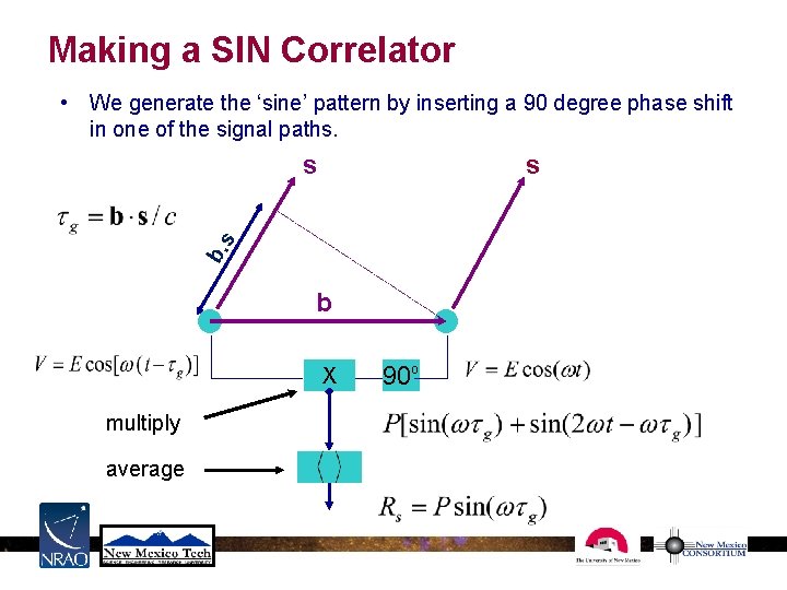 Making a SIN Correlator • We generate the ‘sine’ pattern by inserting a 90 Making a SIN Correlator • We generate the ‘sine’ pattern by inserting a 90