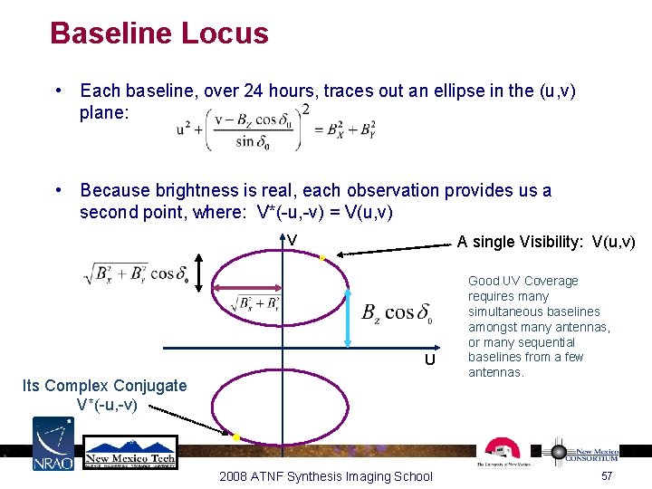 Baseline Locus • Each baseline, over 24 hours, traces out an ellipse in the Baseline Locus • Each baseline, over 24 hours, traces out an ellipse in the