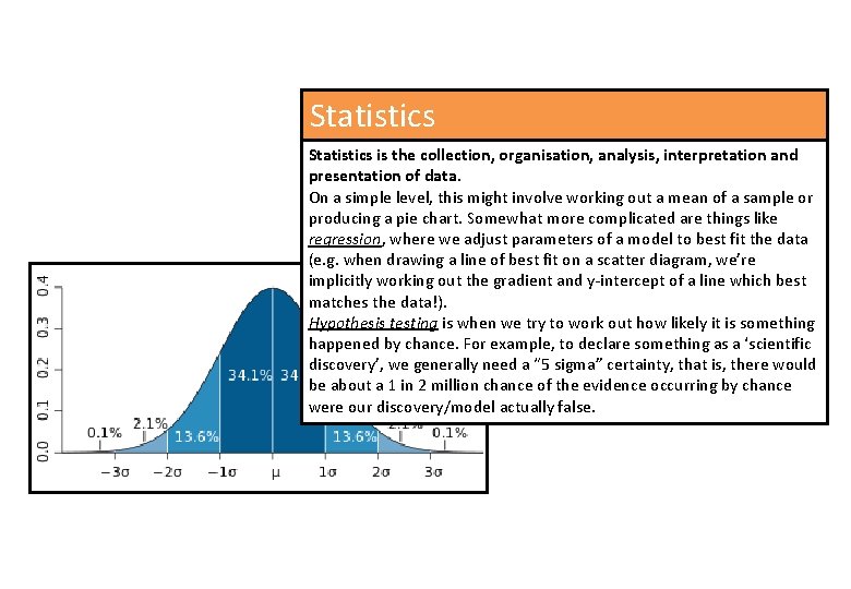 Statistics is the collection, organisation, analysis, interpretation and presentation of data. On a simple