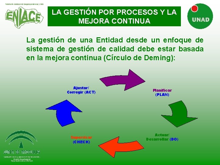 LA GESTIÓN POR PROCESOS Y LA MEJORA CONTINUA La gestión de una Entidad desde