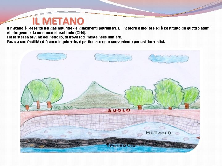 IL METANO Il metano è presente nel gas naturale dei giacimenti petroliferi. E’ incolore IL METANO Il metano è presente nel gas naturale dei giacimenti petroliferi. E’ incolore