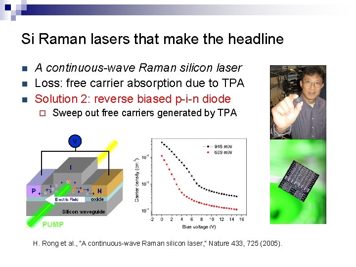 Si Raman lasers that make the headline n n n A continuous-wave Raman silicon