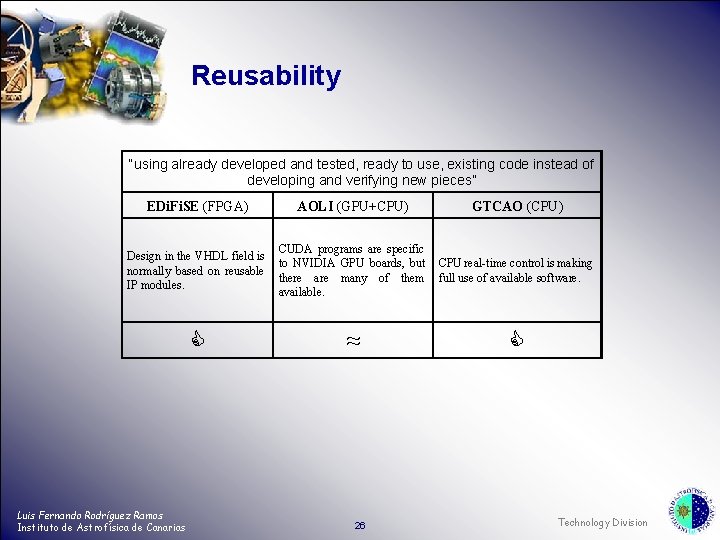 Reusability “using already developed and tested, ready to use, existing code instead of developing