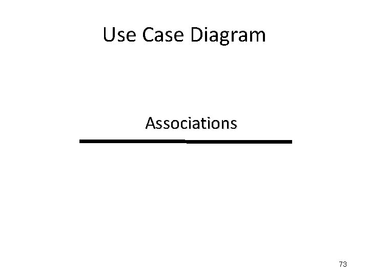 Use Case Diagram Associations 73 