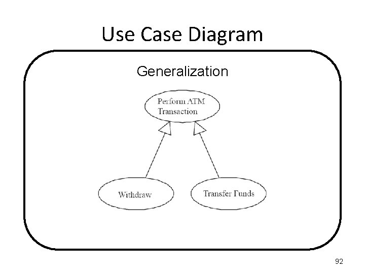 Use Case Diagram Generalization 92 