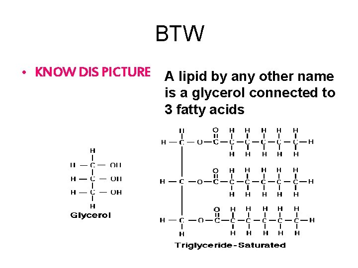 BTW • KNOW DIS PICTURE A lipid by any other name is a glycerol