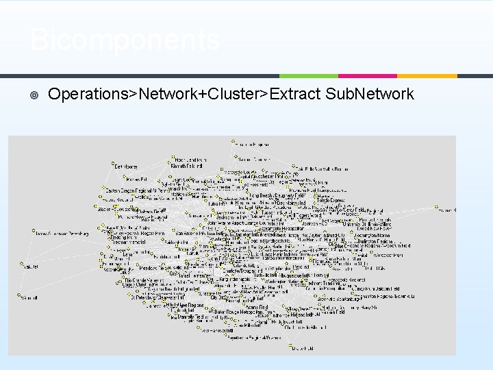 Bicomponents ¥ Operations>Network+Cluster>Extract Sub. Network 