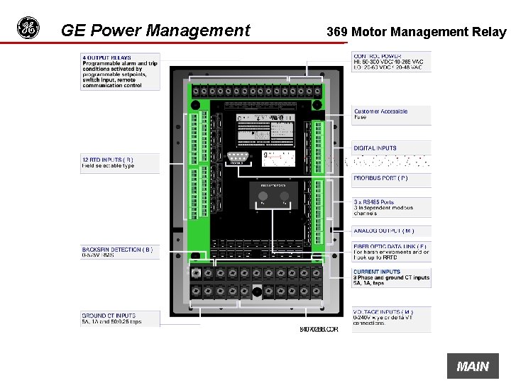 g GE Power Management 369 Motor Management Relay MAIN 