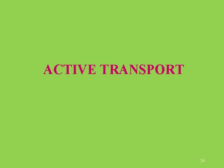 ACTIVE TRANSPORT 26 ACTIVE TRANSPORT 26