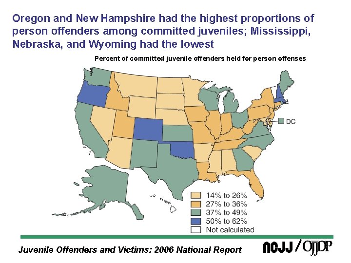 Oregon and New Hampshire had the highest proportions of person offenders among committed juveniles;