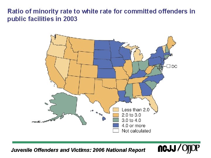 Ratio of minority rate to white rate for committed offenders in public facilities in