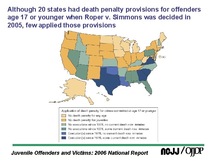 Although 20 states had death penalty provisions for offenders age 17 or younger when