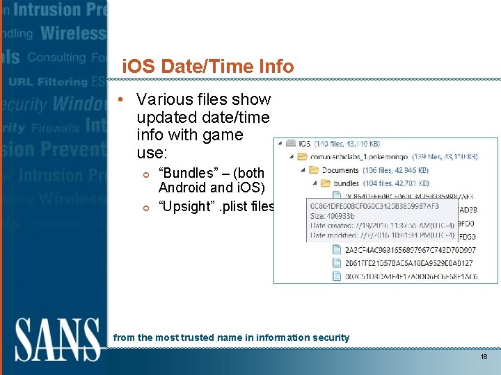 i. OS Date/Time Info • Various files show updated date/time info with game use: