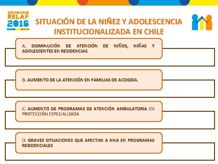 SITUACIÓN DE LA NIÑEZ Y ADOLESCENCIA INSTITUCIONALIZADA EN CHILE A. DISMINUCIÓN DE ATENCIÓN ADOLESCENTES