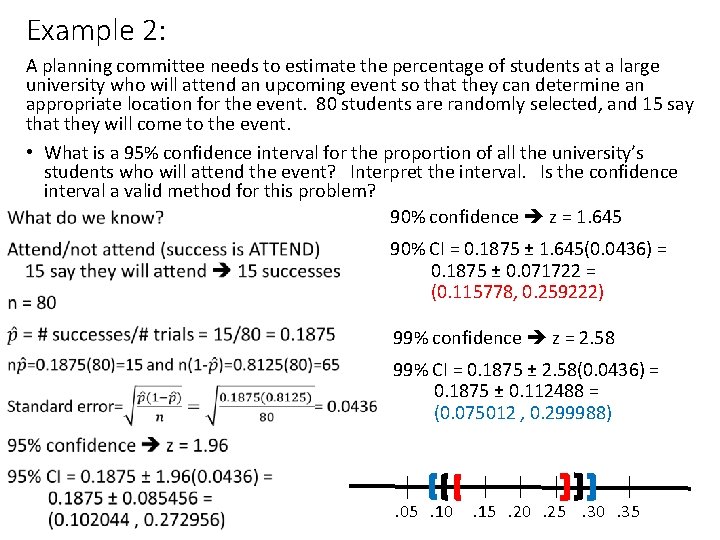 Example 2: A planning committee needs to estimate the percentage of students at a