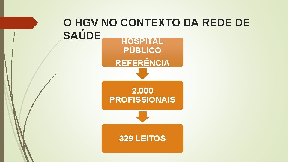 O HGV NO CONTEXTO DA REDE DE SAÚDE HOSPITAL PÚBLICO REFERÊNCIA 2. 000 PROFISSIONAIS