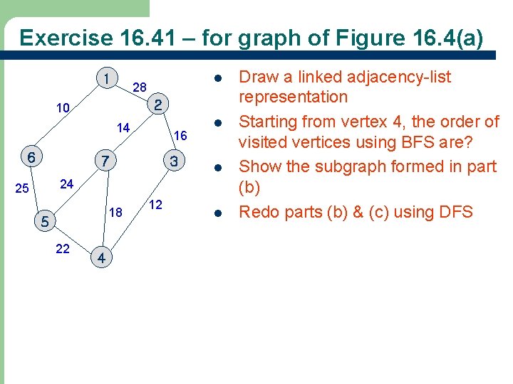 Exercise 16. 41 – for graph of Figure 16. 4(a) 1 l 28 2