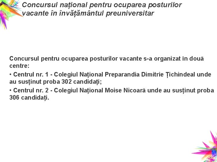 Concursul național pentru ocuparea posturilor vacante în învățământul preuniversitar Concursul pentru ocuparea posturilor vacante