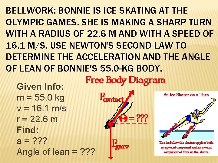 BELLWORK: BONNIE IS ICE SKATING AT THE OLYMPIC GAMES. SHE IS MAKING A SHARP