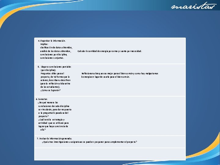 4. Organizar la información. Implica: clasificación de datos obtenidos, análisis de los datos obtenidos,