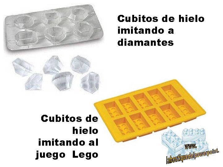 Cubitos de hielo imitando a diamantes Cubitos de hielo imitando al juego Lego 