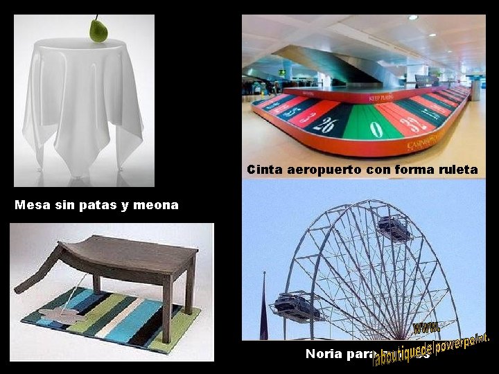 Cinta aeropuerto con forma ruleta Mesa sin patas y meona Noria para coches 