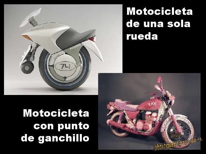 Motocicleta de una sola rueda Motocicleta con punto de ganchillo 