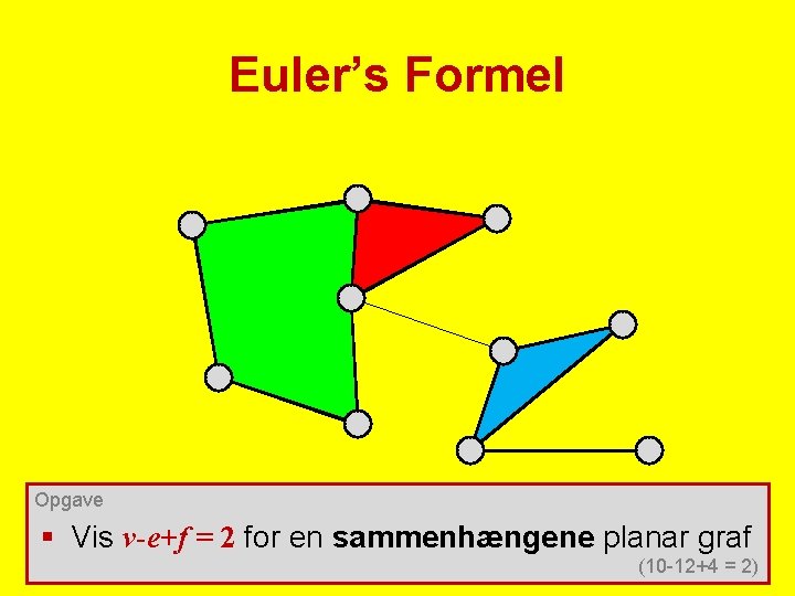 Euler’s Formel Opgave § Vis v-e+f = 2 for en sammenhængene planar graf (10