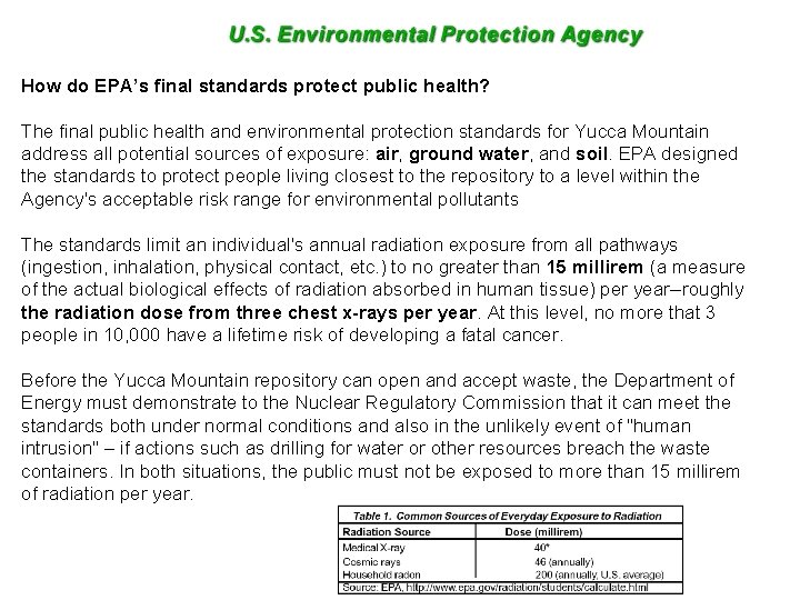 How do EPA’s final standards protect public health? The final public health and environmental