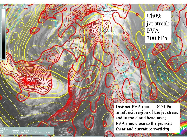 Ch 09; jet streak PVA 300 h. Pa Distinct PVA max at 300 h.