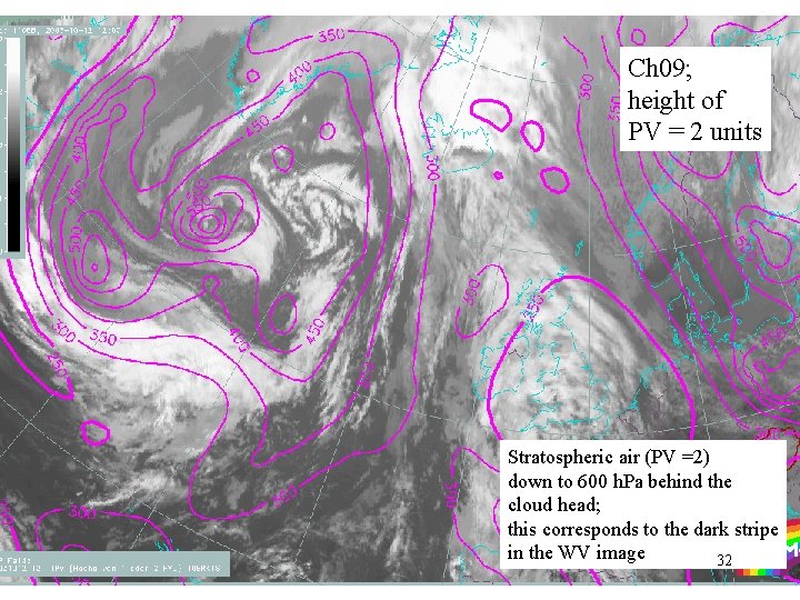 Ch 09; height of PV = 2 units Stratospheric air (PV =2) down to