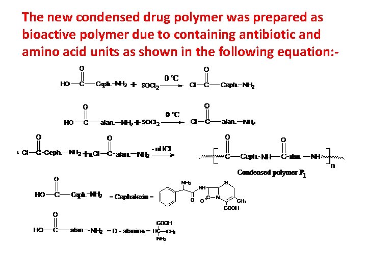 The new condensed drug polymer was prepared as bioactive polymer due to containing antibiotic