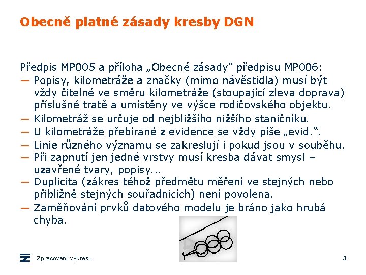 Obecně platné zásady kresby DGN Předpis MP 005 a příloha „Obecné zásady“ předpisu MP