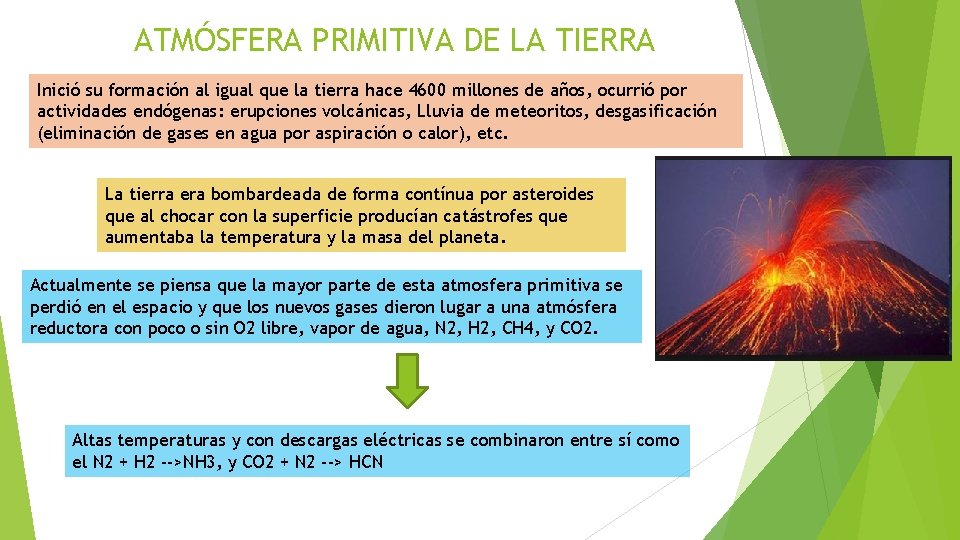 ATMÓSFERA PRIMITIVA DE LA TIERRA Inició su formación al igual que la tierra hace