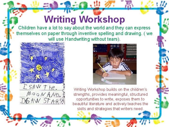 Writing Workshop Children have a lot to say about the world and they can