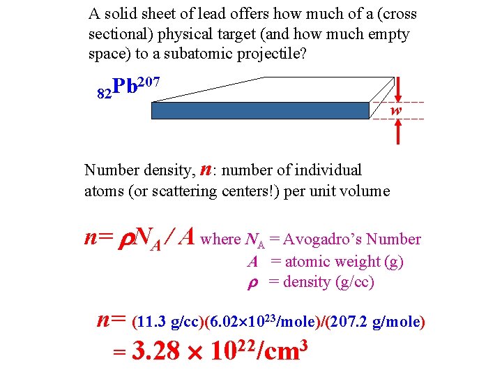 A solid sheet of lead offers how much of a (cross sectional) physical target