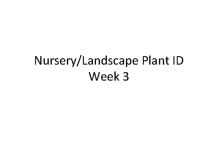 Nursery/Landscape Plant ID Week 3 