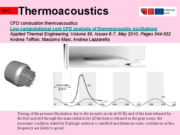 HP 2 TZ 2 Thermoacoustics CFD combustion thermoacoustics Low computational cost CFD analysis of HP 2 TZ 2 Thermoacoustics CFD combustion thermoacoustics Low computational cost CFD analysis of