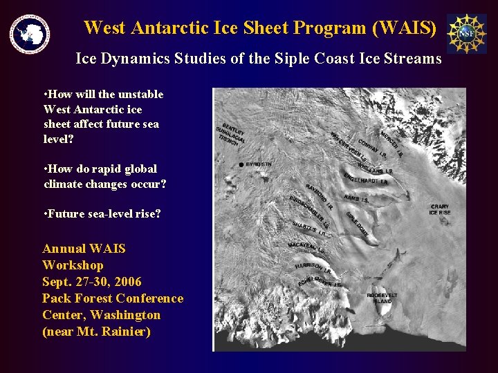 West Antarctic Ice Sheet Program (WAIS) Ice Dynamics Studies of the Siple Coast Ice