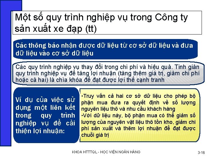 Một số quy trình nghiệp vụ trong Công ty sản xuất xe đạp (tt)